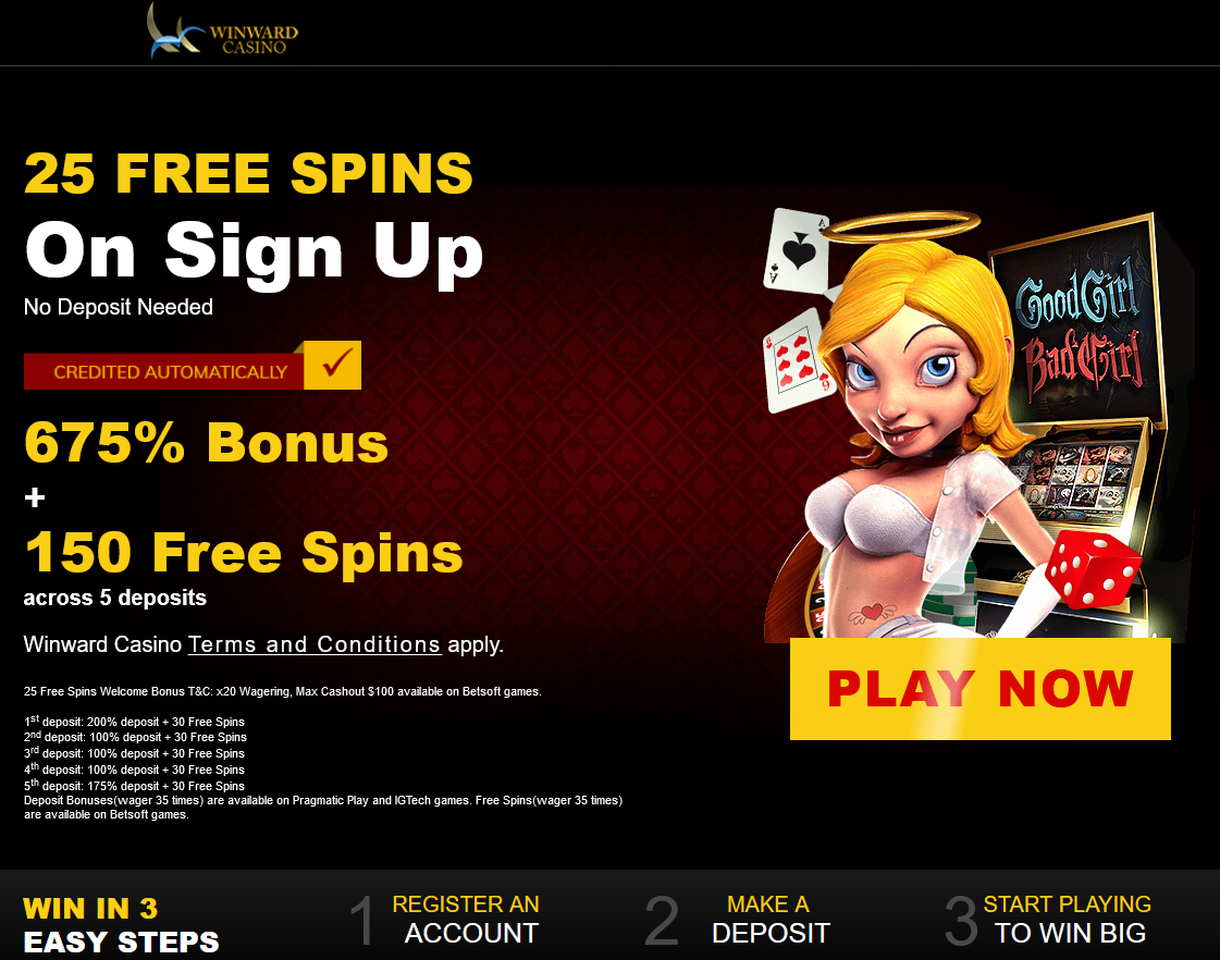 25 FREE SPINS On Sign Up No Deposit Needed, 675% Bonus + 150 Free Spins across 5 deposits